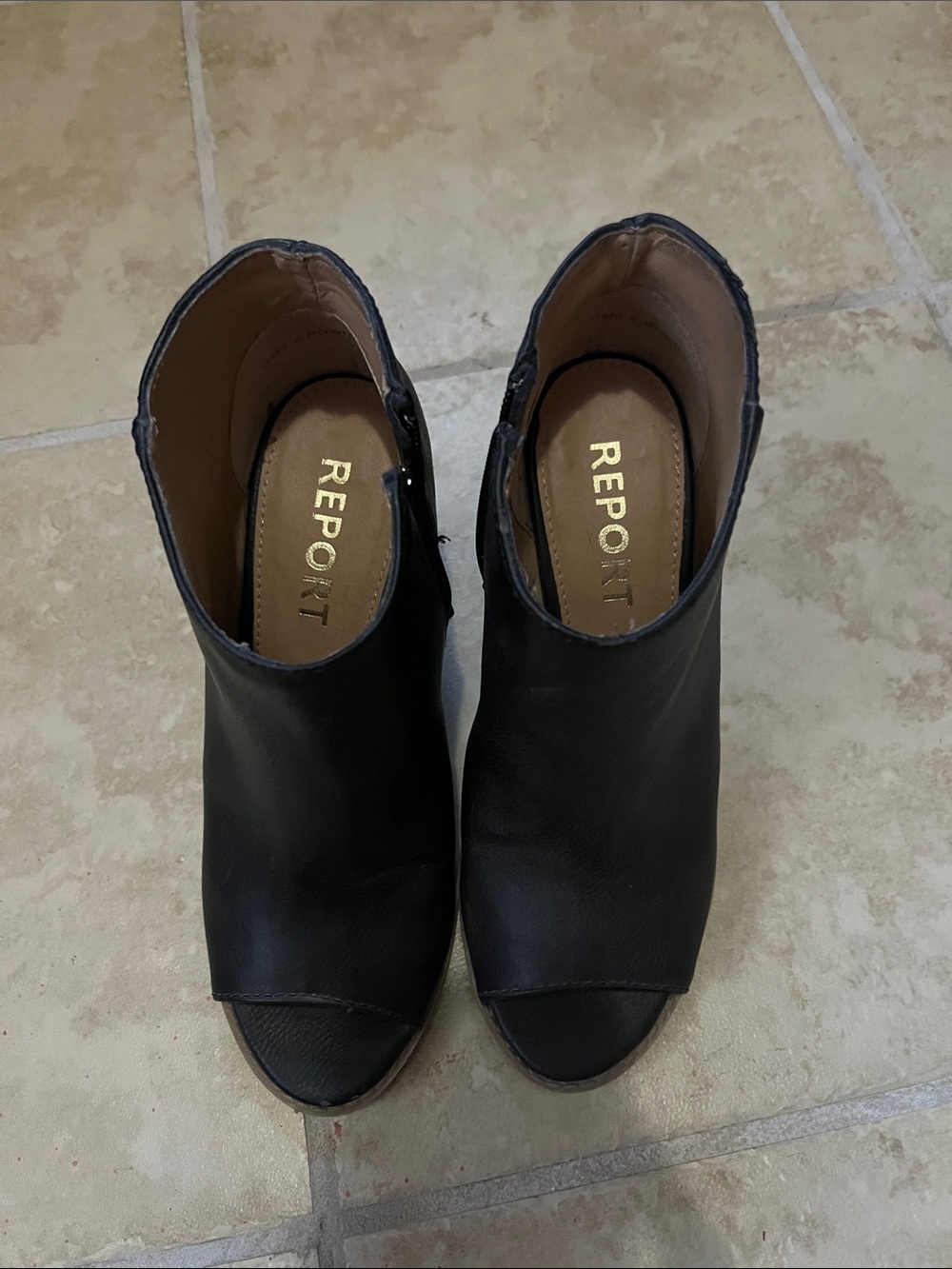 Report Black Open-Toe Mule Booties
